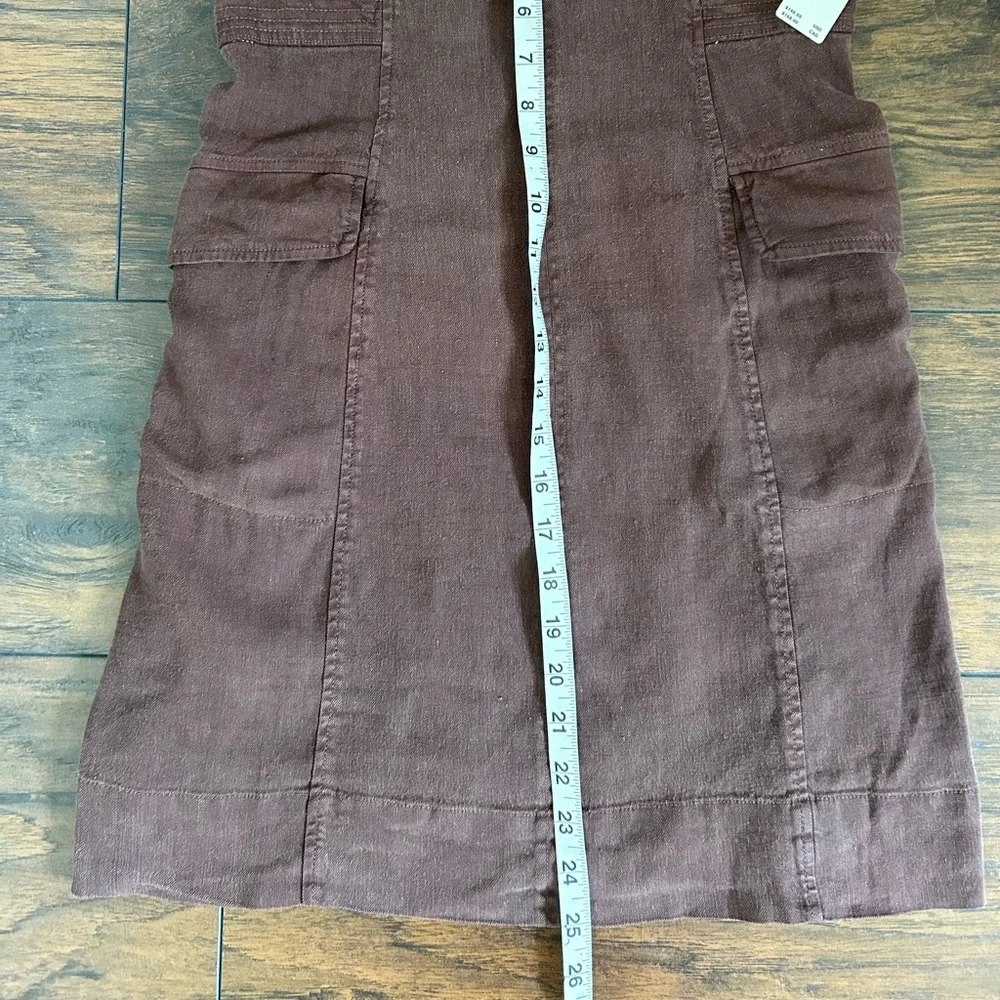 NWT Anthropologie dark brown square neck cargo dress linen blend size 10 - Picture 9 of 13